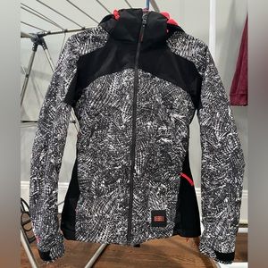 O'Neill Neon pink, black and white ski jacket. Adult small